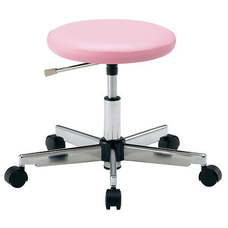 LRN-P カラフルラウンドチェア LRNシリーズ アズワン キャスターあり ピンク色