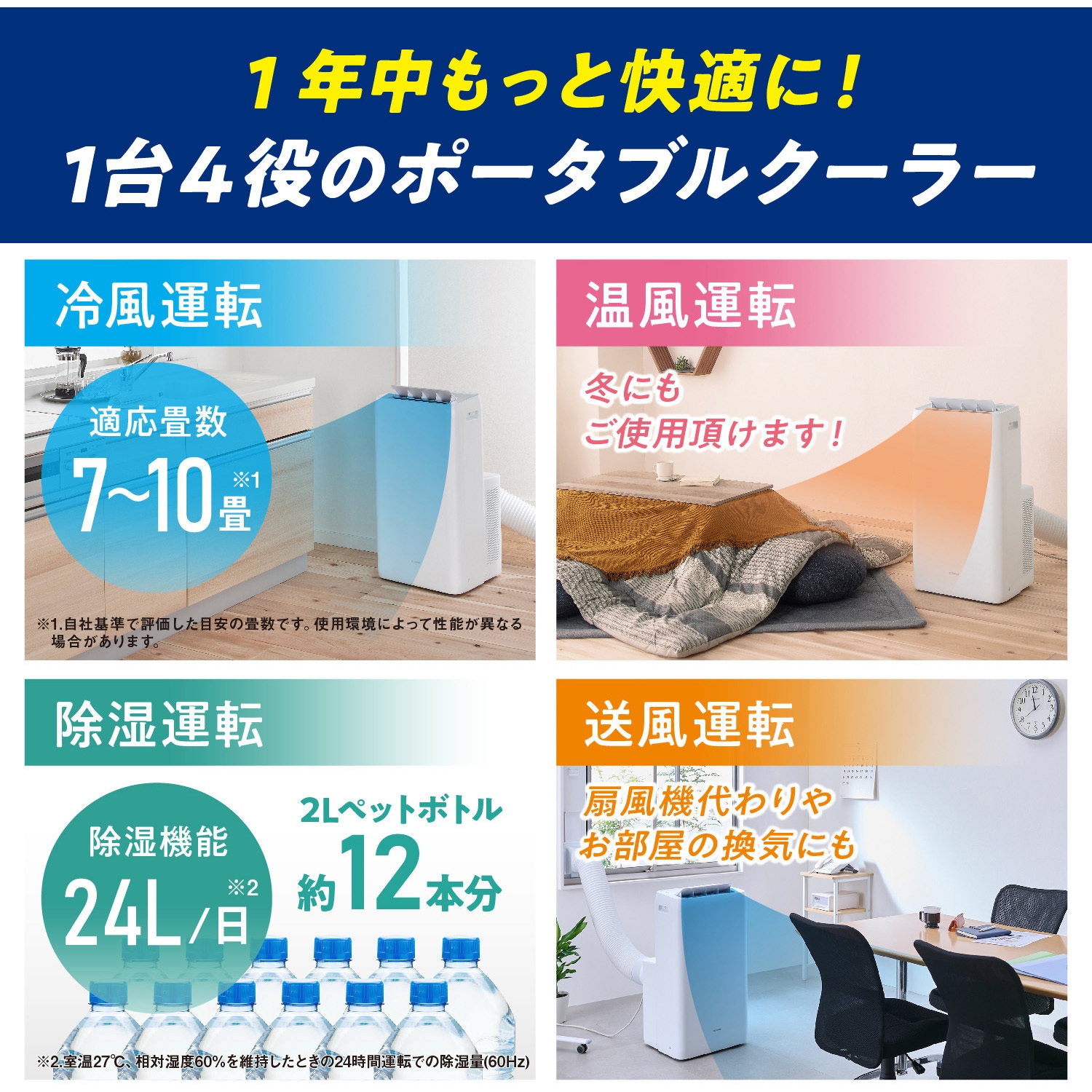 アイリスオーヤマ ポータブルクーラー IPA-2821G 冷風　温風 冷風7～10畳】アイリスオーヤマ ポータブル クーラー 冷専
