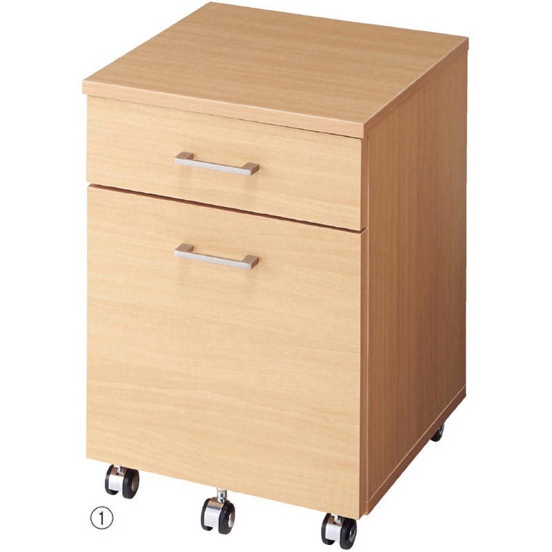 5236-1306 木製ワゴンキャビネット ストア・エキスプレス 2段 ダークブラウン色 幅425mm奥行425mm高さ600mm  5236-1306