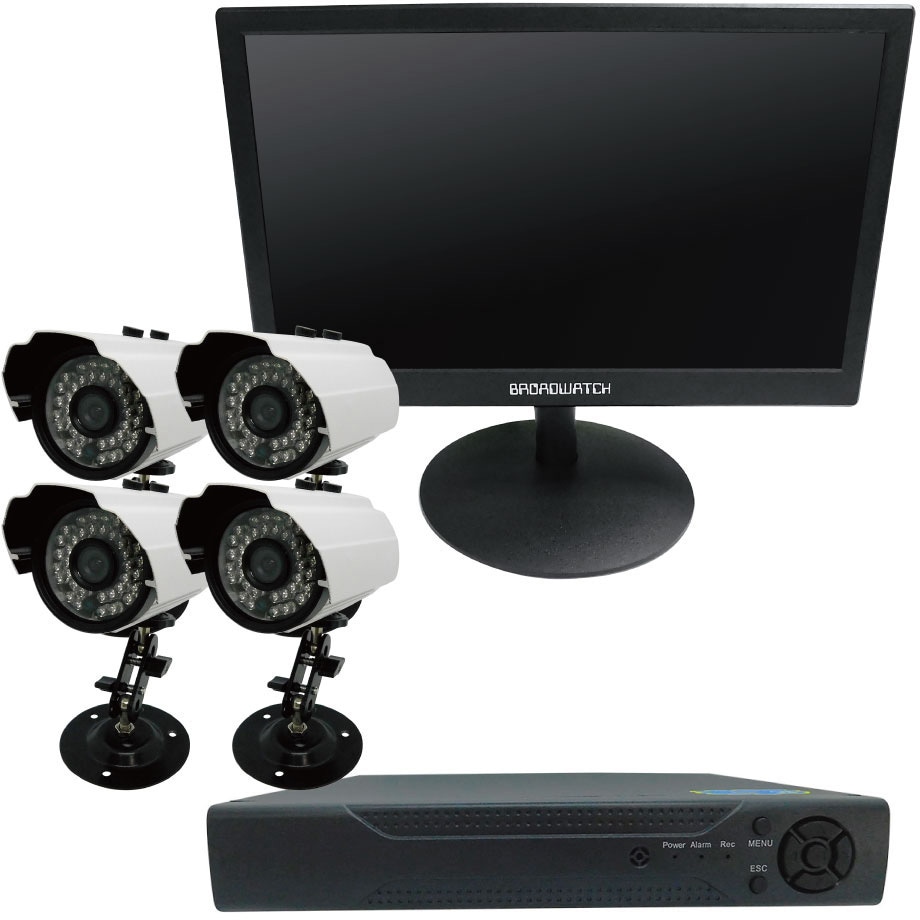 30万画素屋外型防犯カメラ・録画機・16インチモニターセット ブロード