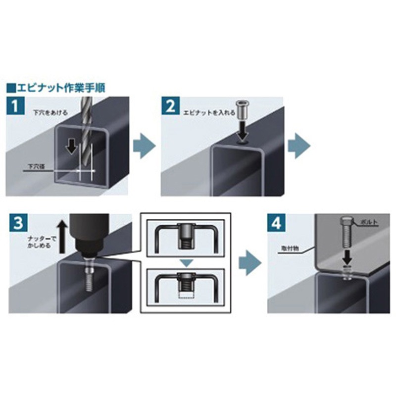 EA527NA-14 かしめナット(スチール製) 1パック(35個) エスコ
