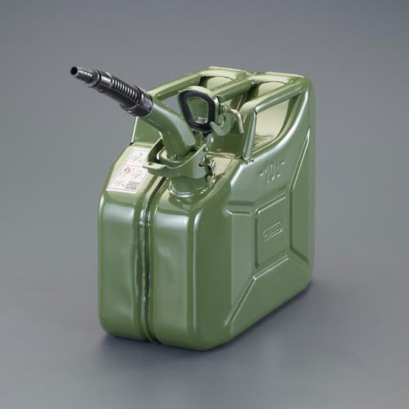 EA991HB-29A 10L ガソリン携行缶(横型・フレキノズル付/OD色) 1セット エスコ 【通販モノタロウ】