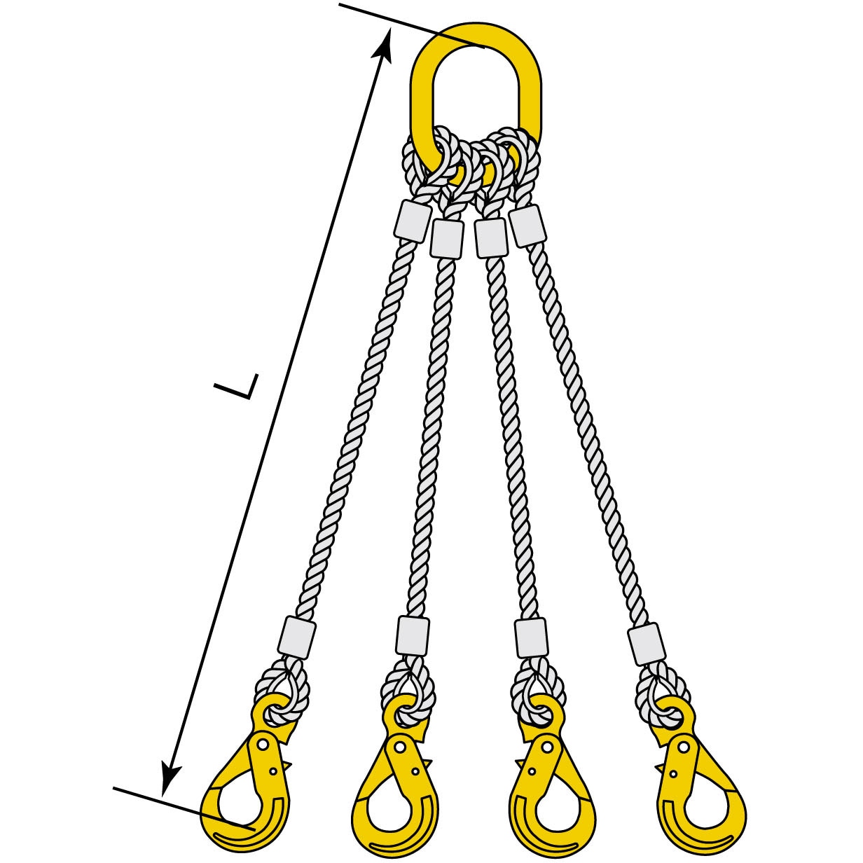 18MM x 2.5M キトー金物付JIS ロック止ワイヤ 4点吊 HJJ シングルフック キトー 18mm 6×24 O/O 両コース入タイプ 1組  - 【通販モノタロウ】