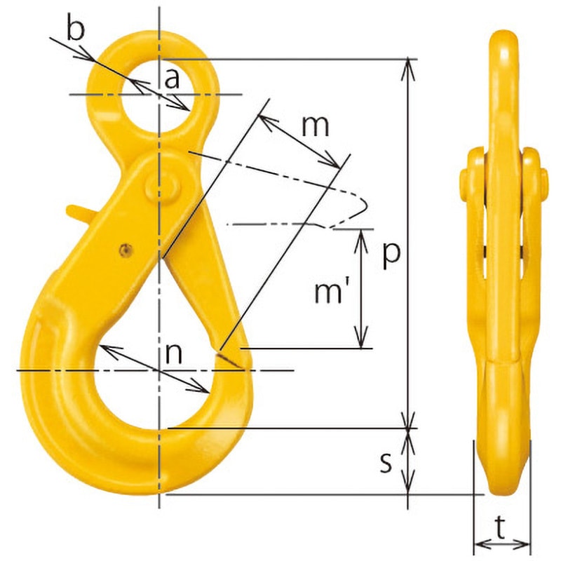 16MM x 5M キトー金物付JIS ロック止ワイヤ 4点吊 HJJ シングルフック