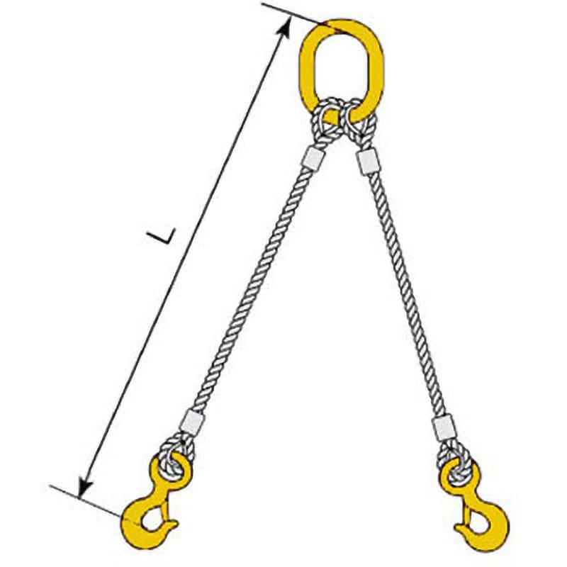 12MM x 2M キトー金物付JIS ロック止ワイヤ 2点吊 HTL スリングフック・大型マスターリンク付 キトー 12mm 6×24 O/O  両コース入タイプ 1組 - 【通販モノタロウ】