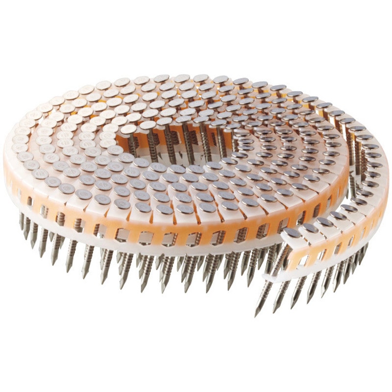 斜めプラ連結釘ステンレス+4mmフロアネイル2箱 318G40W 斜めプラ連結釘 ステンレス 不燃リング 布目頭 若井産業 呼び