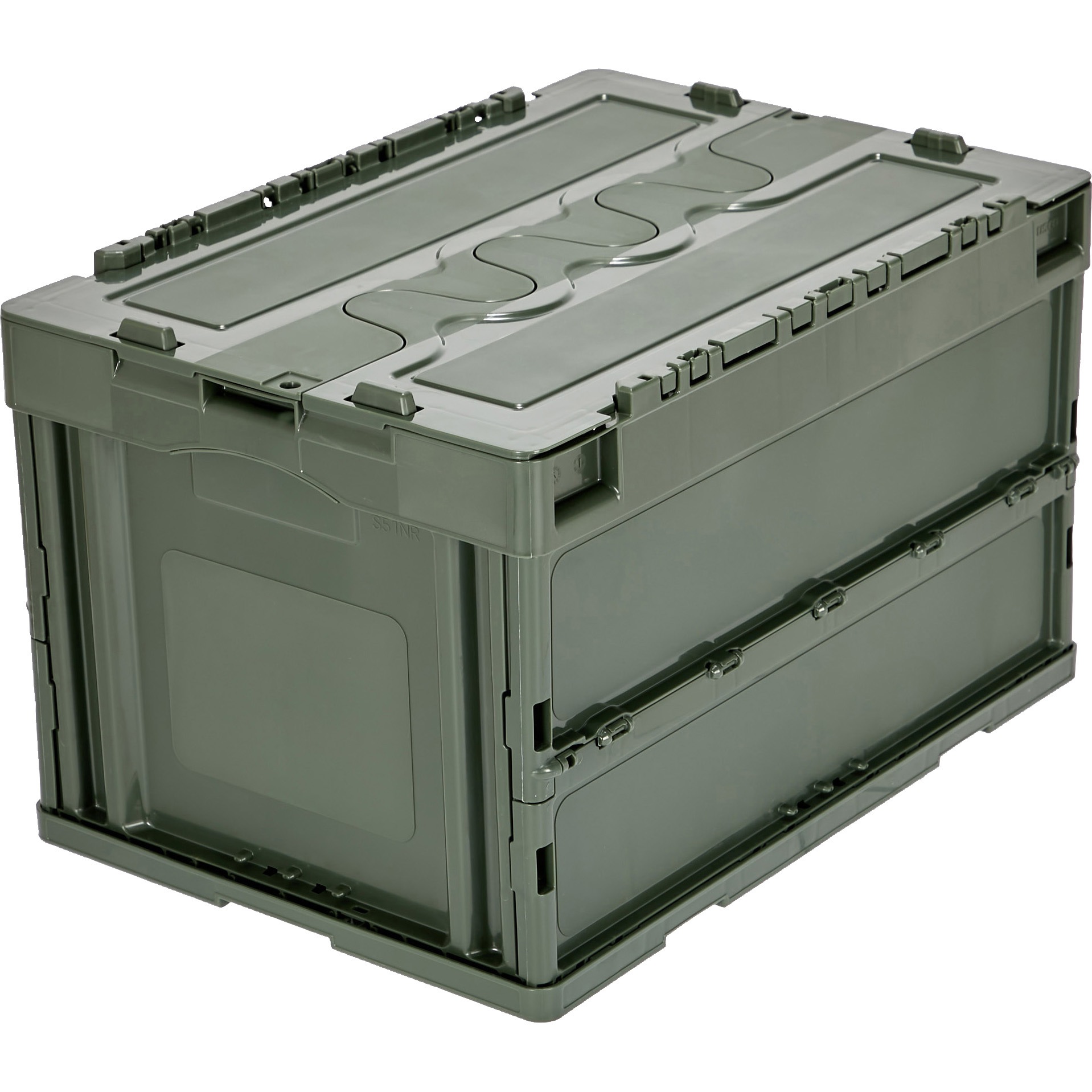 CT50-OD 蓋つき折りたたみコンテナ アースカラー TRUSCO 容量50L フタ