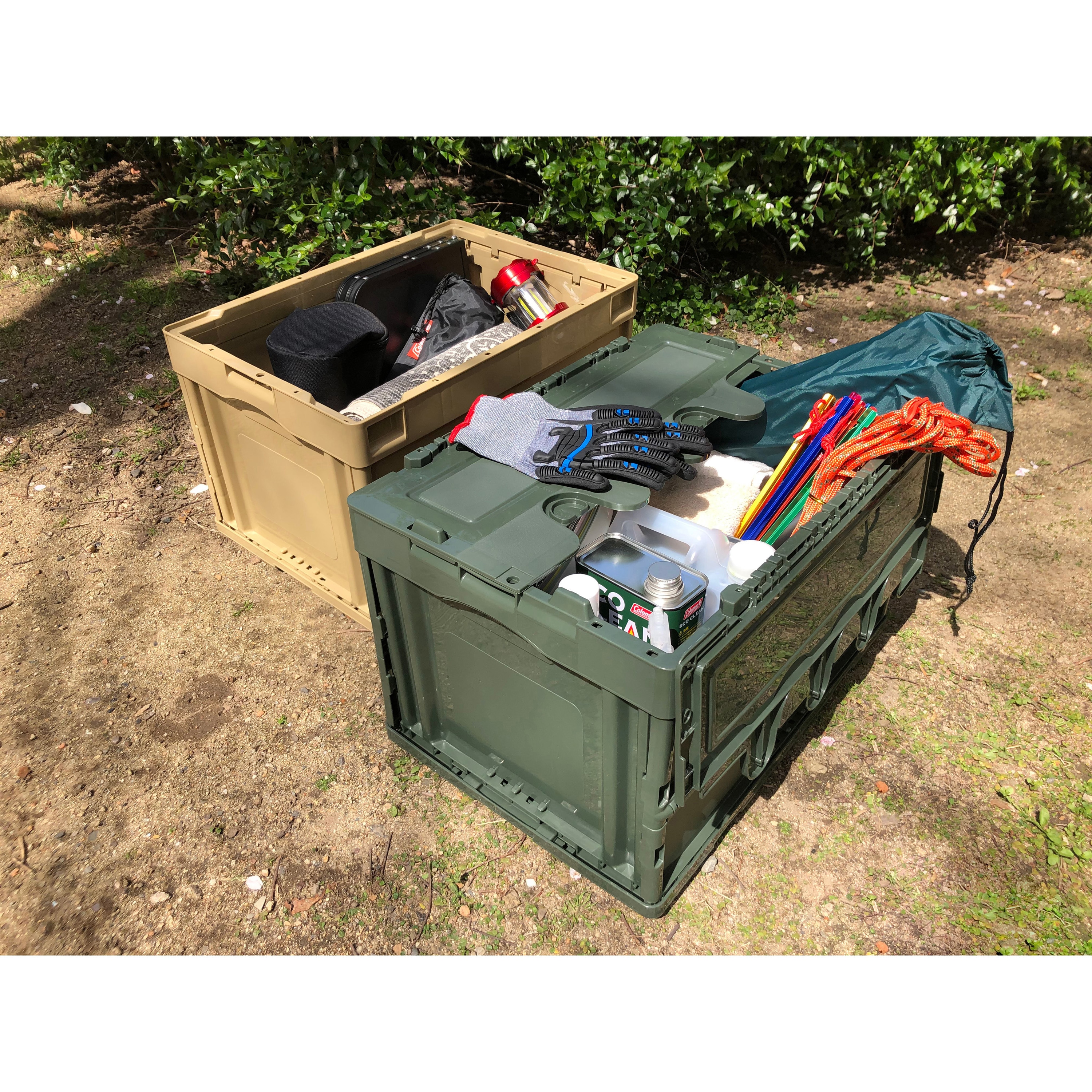 CT50-OD 蓋つき折りたたみコンテナ アースカラー TRUSCO 容量50L フタ