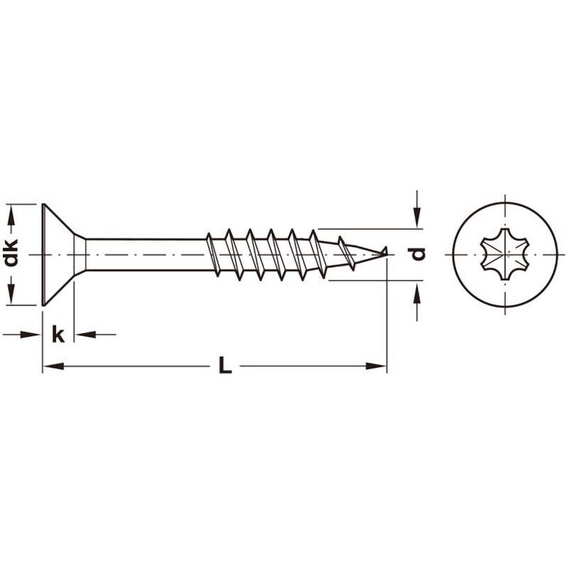 015.46.156 木ネジ ホスパ トルクス 皿頭 全ネジ 亜鉛メッキ
