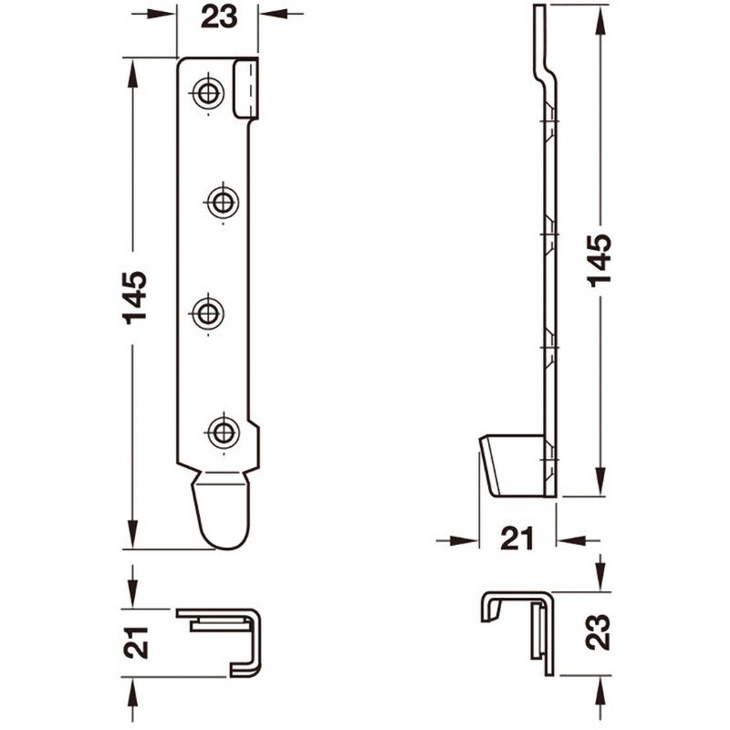 271.05.915 ベッドコネクター クランクフックインパーツと受座付 ハーフェレ 左右兼用仕様 亜鉛メッキ仕上 ネジ止め取付 高さ145mm 1セット(10個) 11,085円