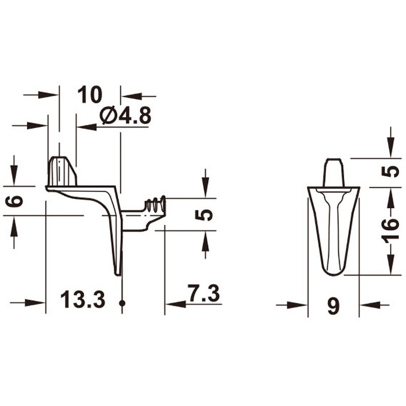 282.24.728 棚ダボ 木製棚用 差し込み 下穴Φ5mm 用 亜鉛合金 1セット(500個) ハーフェレ 【通販モノタロウ】