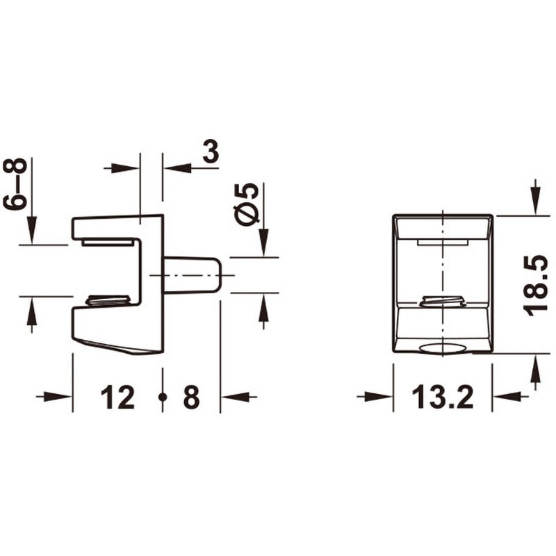 282.12.485 棚ダボ ガラス棚用 差し込み 下穴Φ5mm 用 亜鉛合金 1セット(100個) ハーフェレ 【通販モノタロウ】