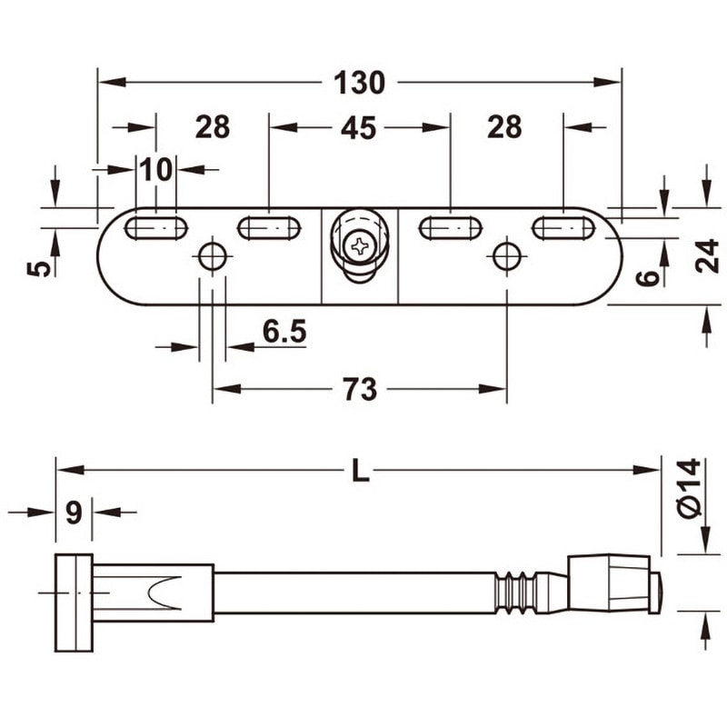 283.32.971 棚受サポート 耐荷重 18kg/ペア ネジ止めプレート 傾斜/高