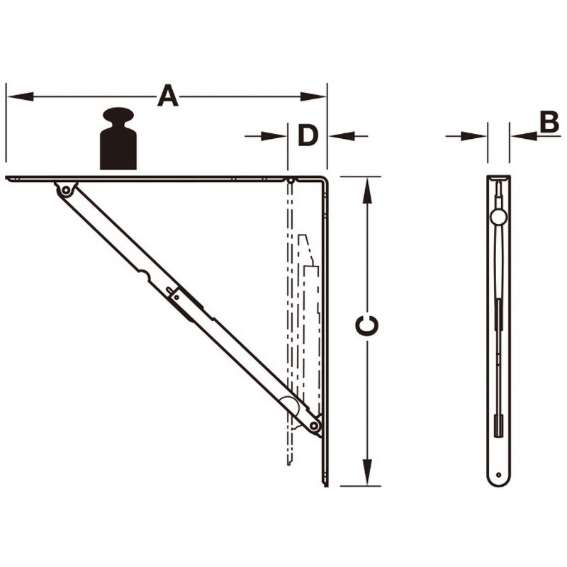 287.40.741 折りたたみブラケット 白塗装 棚受け ハーフェレ 耐荷重25kg  1セット(2個)