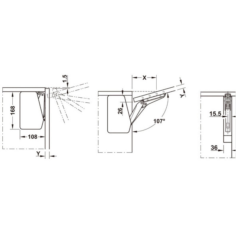 372.91.738 フラップステー金具 フリーフラップ1.7 1セット ハーフェレ