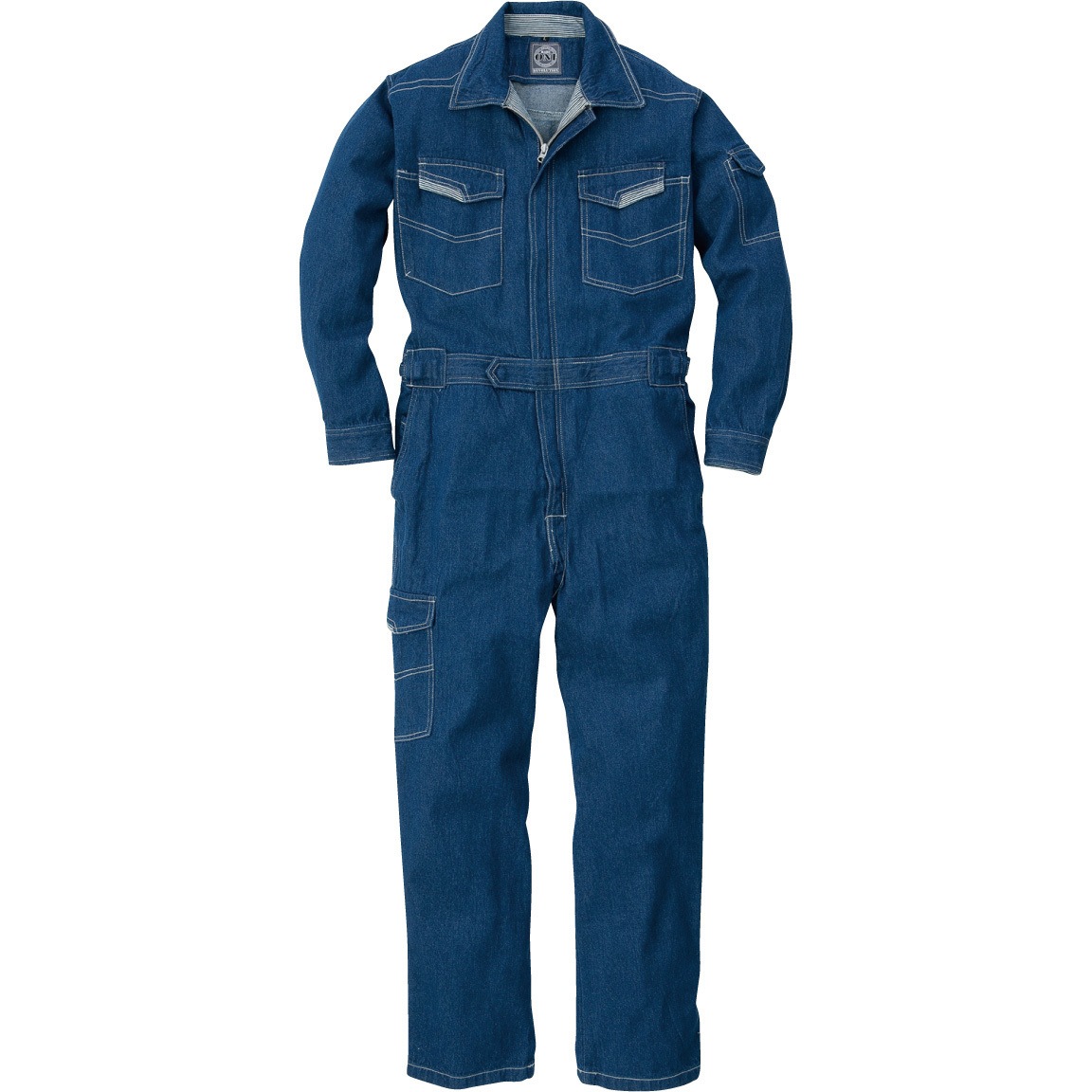 デニムツナギ 丸鬼商店 DN-600 ROUND ONI DN600 (社名ネーム一か所無料)(半袖加工できます)(すそ直しできます) DN-600 デニムツナギ 1着 ROUND ONI 【通販モノタロウ】