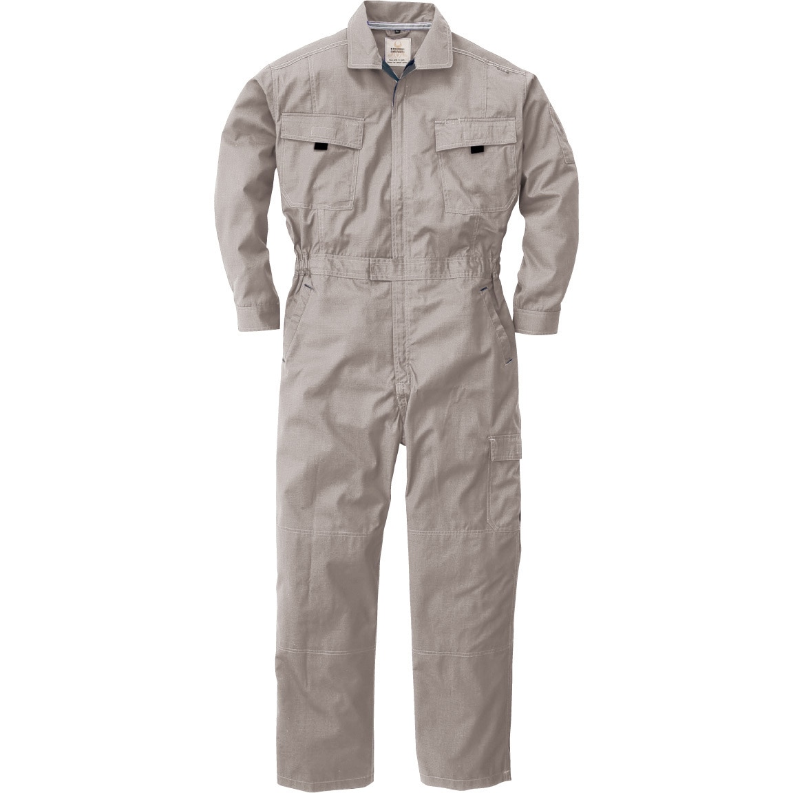 880 T/C長袖ツナギ ROUND ONI ライトグレー色 サイズM着丈48cm