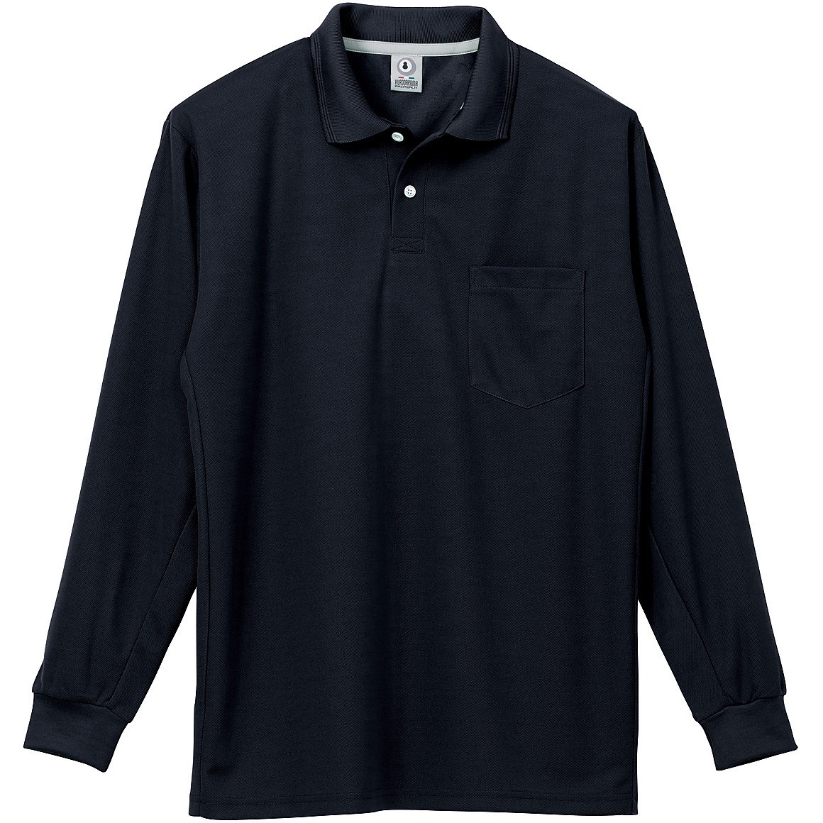 25446 長袖ポロシャツ(脇スリット) クロダルマ ブラック色 サイズ8L