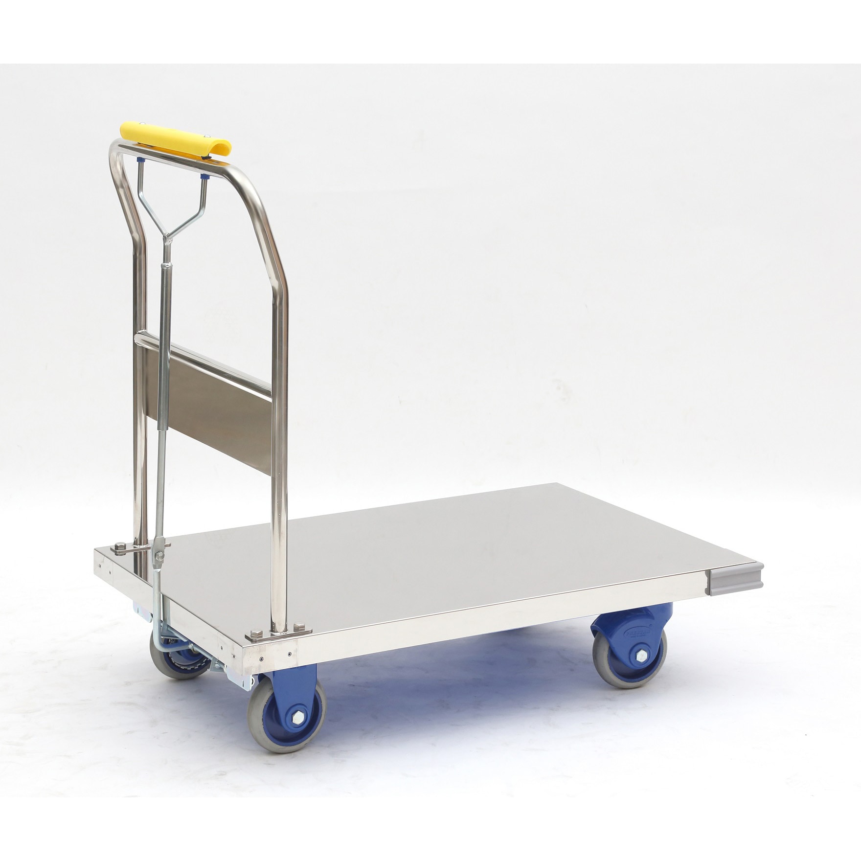 SUSHB-302GS 大型静音ステンレス台車(ハンドル固定式)ハンドブレーキ付 金沢車輌 荷重300kg 静か シルバー色 奥行600mm  SUSHB-302GS