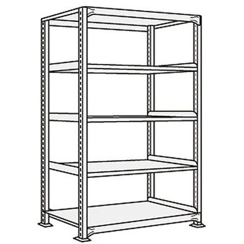 MEWF-9115 中軽量棚MEWF型200kg(アイボリー) サカエ 単体タイプ スチール 5段 荷重1000kg 高さ1500mm奥行300mm