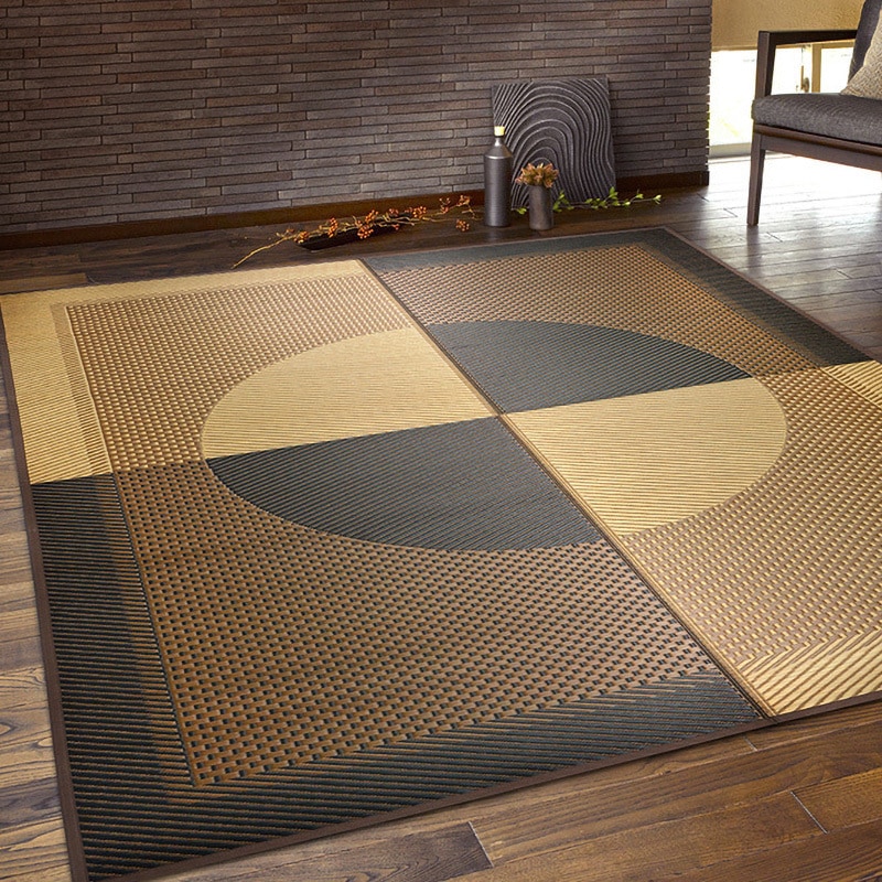 81942550 国産い草ラグ(裏貼り) 月光 萩原 滑り止め効果あり 寸法191×191cm