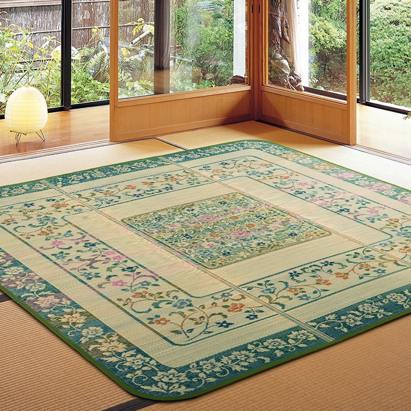 81906700 国産い草ラグ エンペラー 萩原 グリーン色 寸法200×200cm 8,486円
