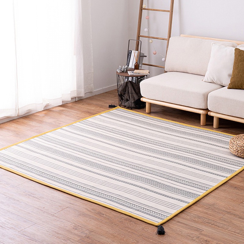 270080526 インド綿ラグ テラ(滑り止め付き) 萩原 ホットカーペット・床暖房対応 ブラック色 寸法185×240cm