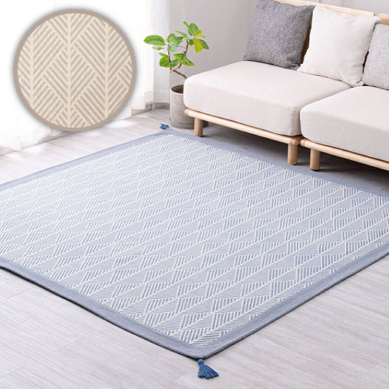 マット着きです。 萩原 洗えるインド綿ラグ クラック すべり止め付き 270080601 ネイビー
