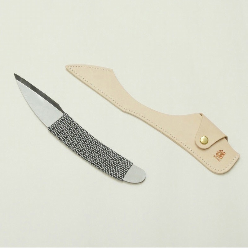 70780086 ハイス木彫小刀 忍び刀(右)レザーケース付 道刃物工業 全長