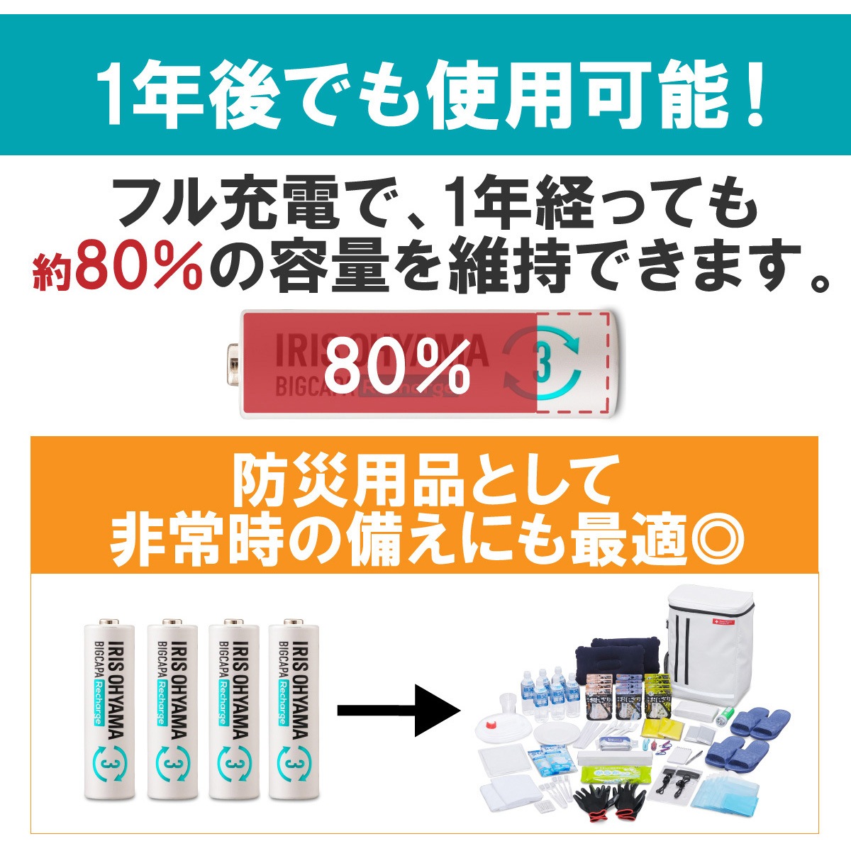 BCR-R3MH/4B ビックキャパ リチャージ ニッケル水素電池 4本パック