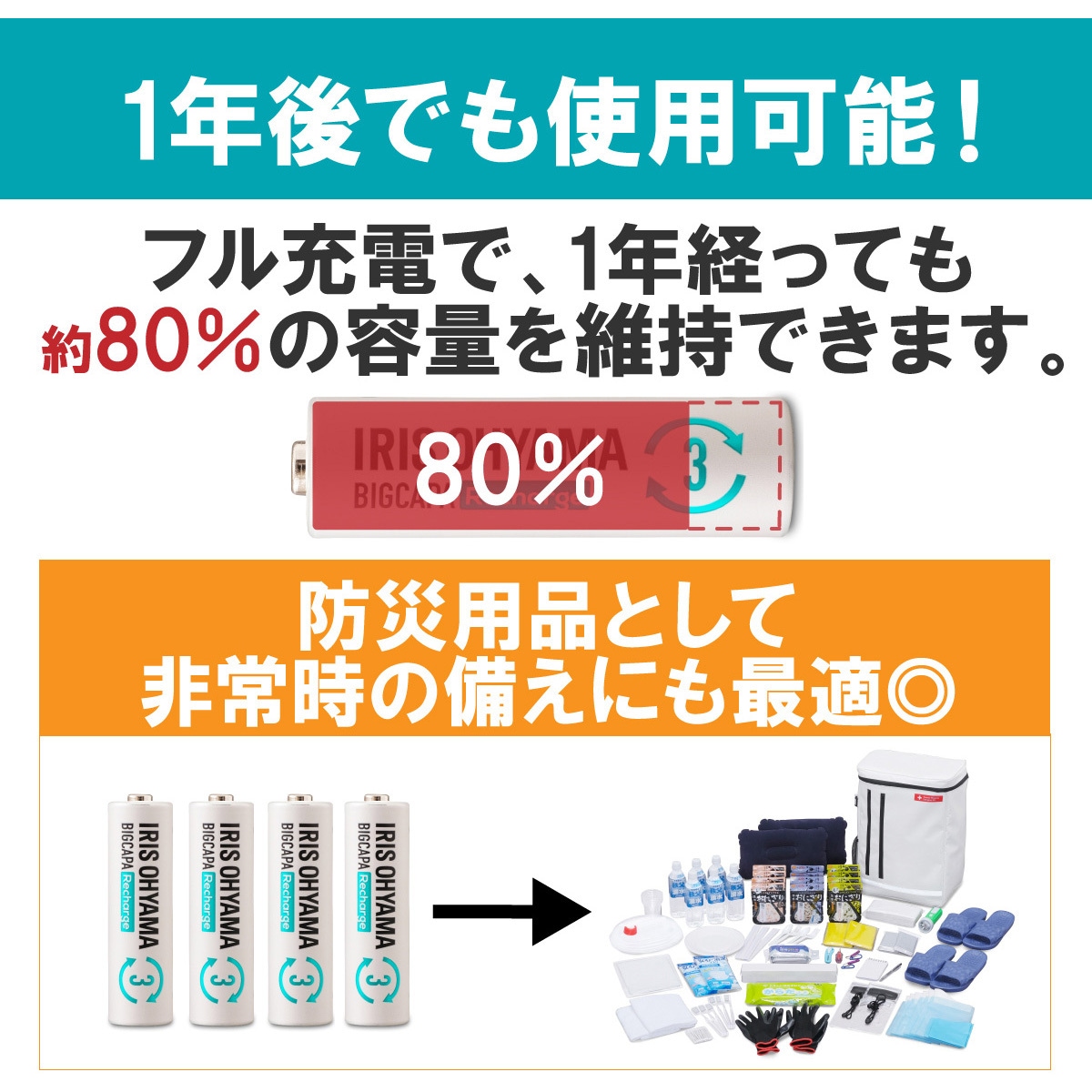 BCR-R4MH/4B ビックキャパ リチャージ ニッケル水素電池 4本パック