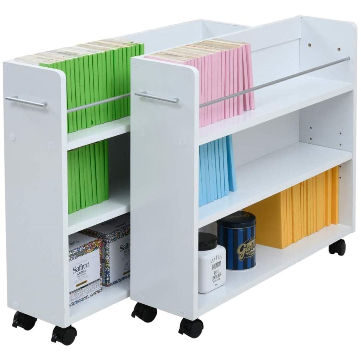 SGT-0130 収納ラック 3段 キャスター付き (19.5×78.5) 3色展開(NA DB