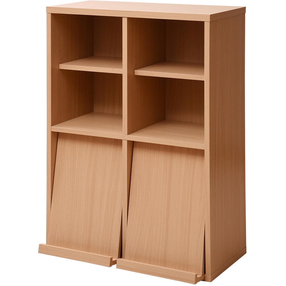 fr-048 ディスプレイラック フラップ扉小2枚付 収納ラック 3段 6BOXシリーズ 6BOXシリーズ ナチュラル色   fr-048