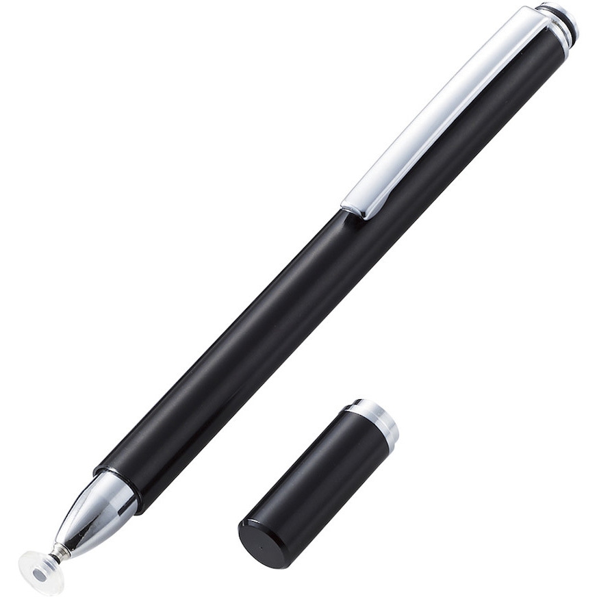 P-TPD02BK/12 タッチペン スタイラス 12本セット ディスクタイプ クリップ付き ペン先透明 ブラック 簡易パッケージ 1個 エレコム 【通販モノタロウ】