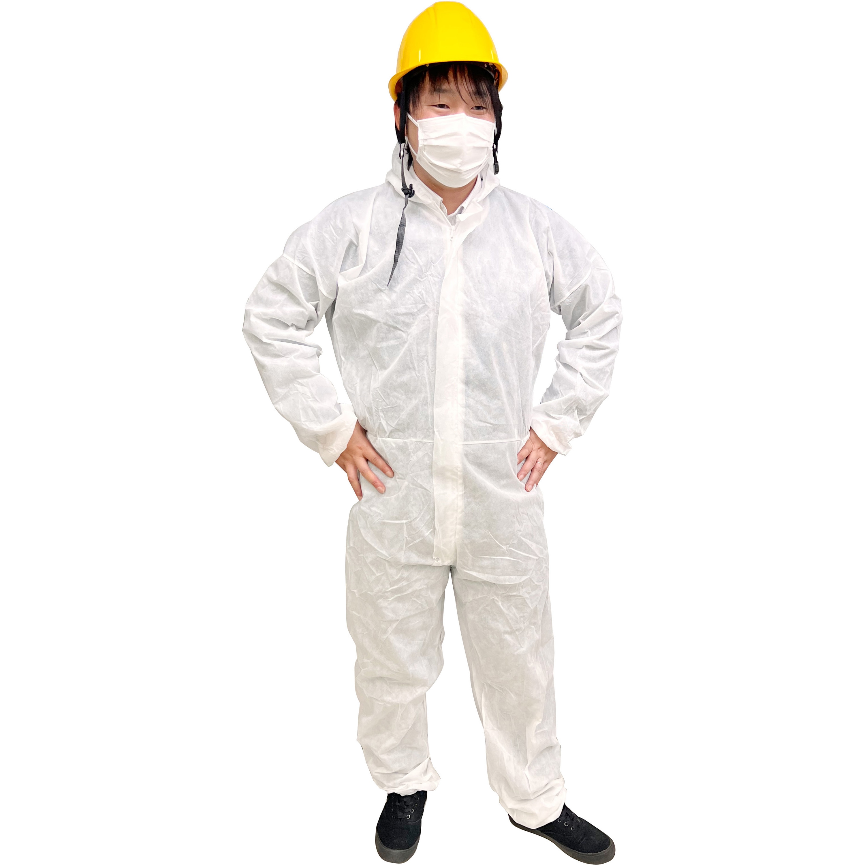 145935 不織布つなぎ服 フード付 好川産業 白色
