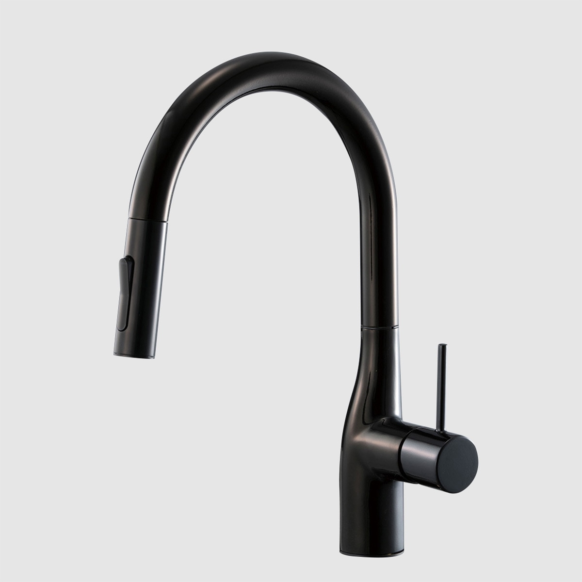 KM6061ECC5HS シングルレバー式シャワー付混合栓 (撥水) KVK キッチン用 グロスブラック色 吐水口回転規制160°タイプ 一般地   KM6061ECC5HS