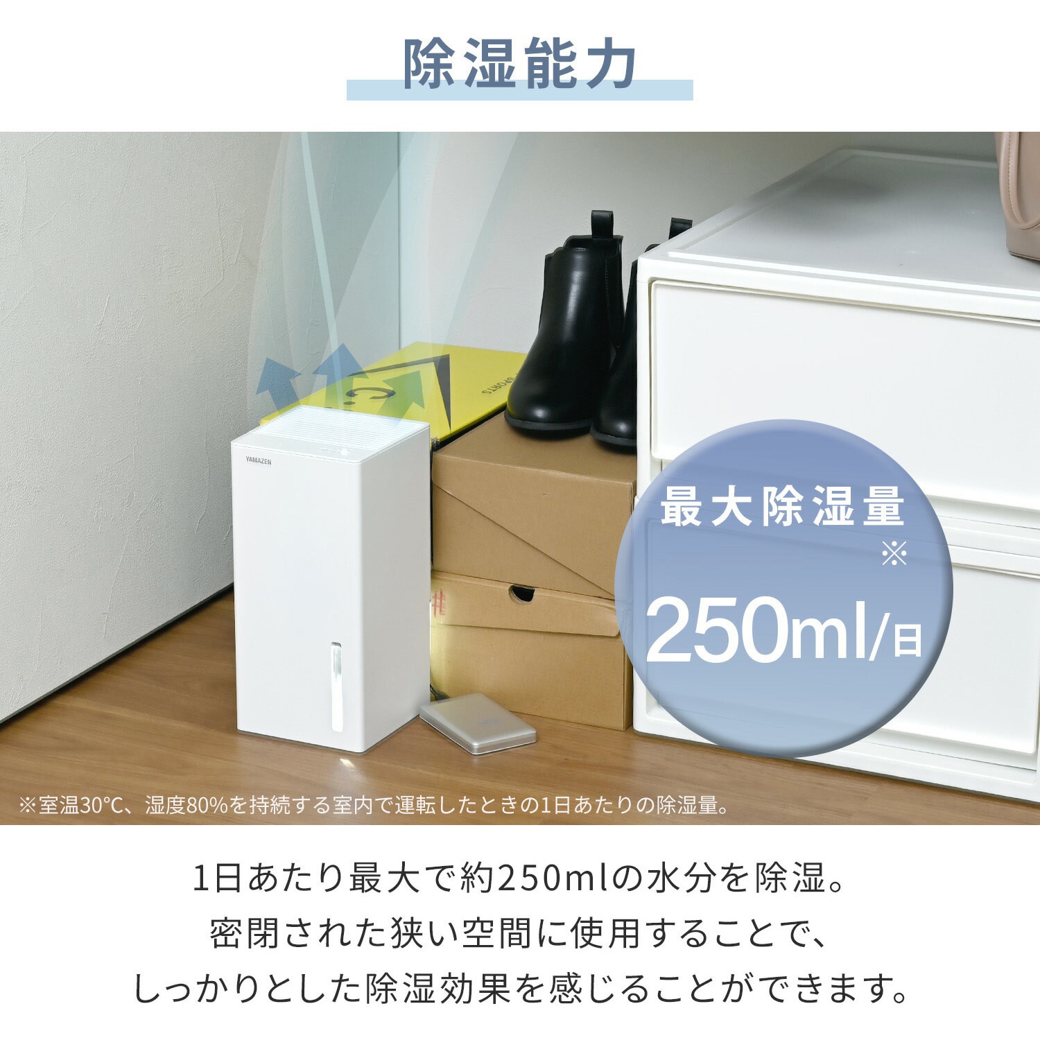 YDC-AU25(C) 除湿機 小型 ペルチェ式 250ml/日 850mlタンク PD対応