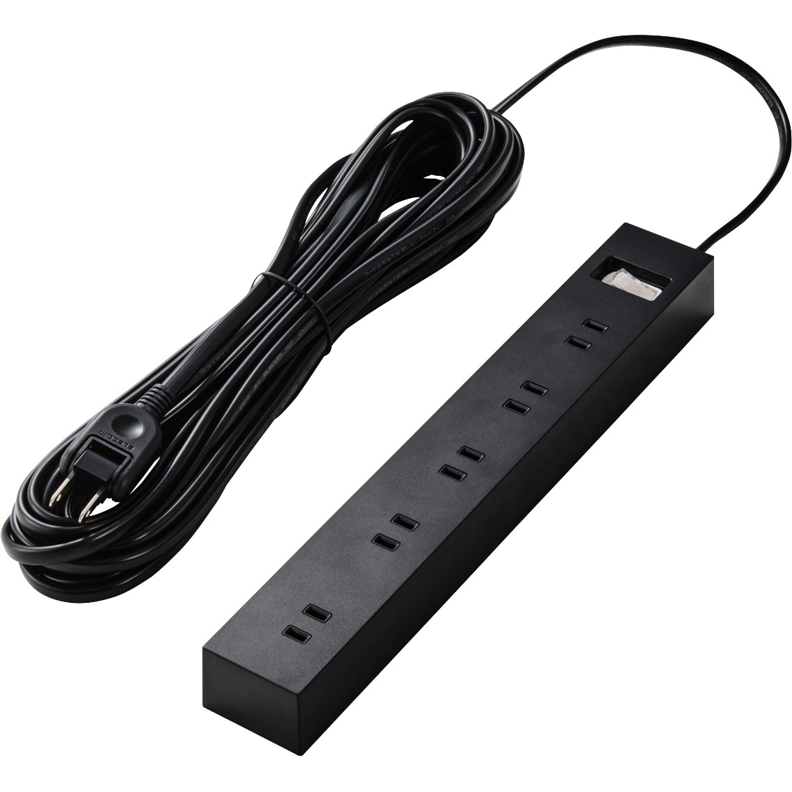 ECT-15100BK 電源タップ 延長コード 10個口 2P マグネット 雷ガード