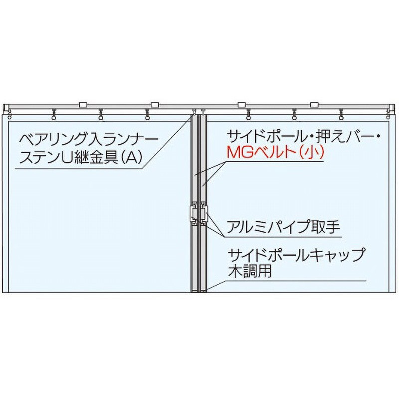 99SW40WW D40間仕切ポール【木調タイプ】両開セット 岡田装飾金物 長さ4000mm  99SW40WW