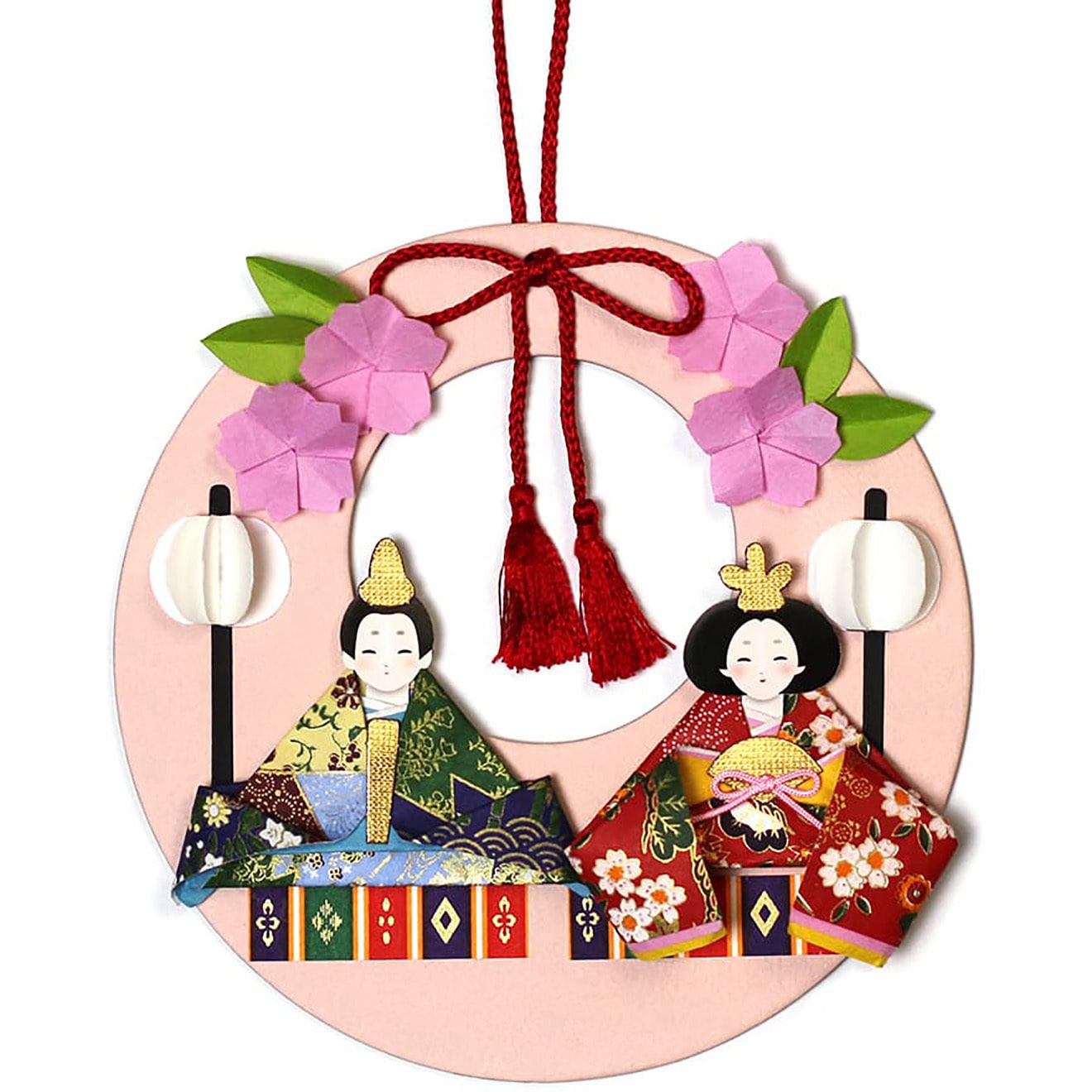 32-9152 リース飾り 手作りセット お雛様 ササガワ 縦160mm横160mm 1