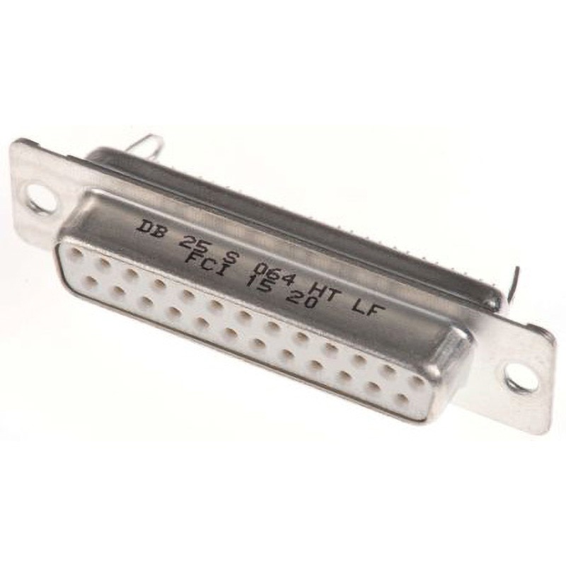 DB25S064HTLF Amphenol FCI D-subコネクタ， 25極， メス， パネルマウント， DB25S064HTLF AMPHENOL はんだ付け ストレート ニッケルの上に金