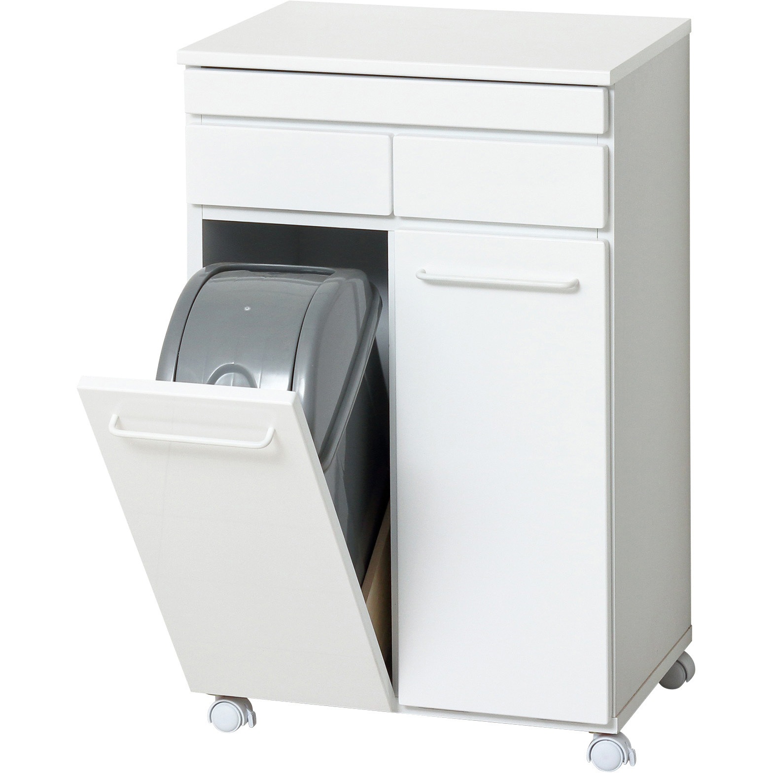 ダストボックス ゴミ箱 約幅59cm 2分別 ホワイト 25Lペール2個付き 収納付き キッチン 台所 引っ越し |b04 分別ペールカウンター 2分別ダストボックス 25リットル キッチン用