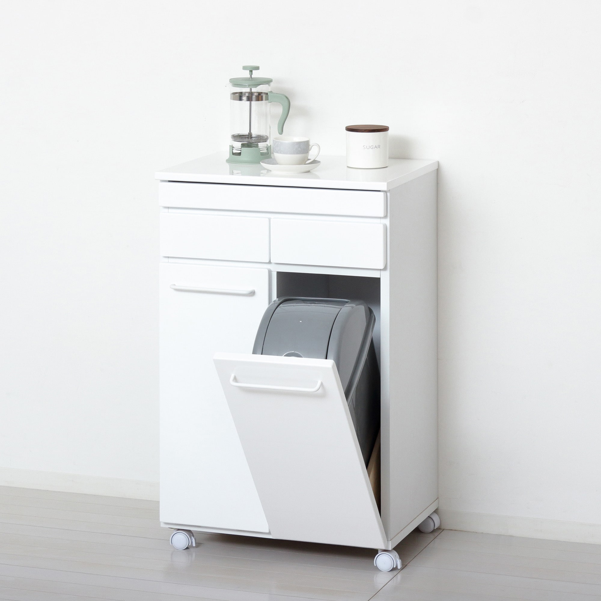 ダストボックス ゴミ箱 約幅59cm 2分別 ホワイト 25Lペール2個付き 収納付き キッチン 台所 引っ越し |b04 分別ペールカウンター 2分別ダストボックス 25リットル キッチン用