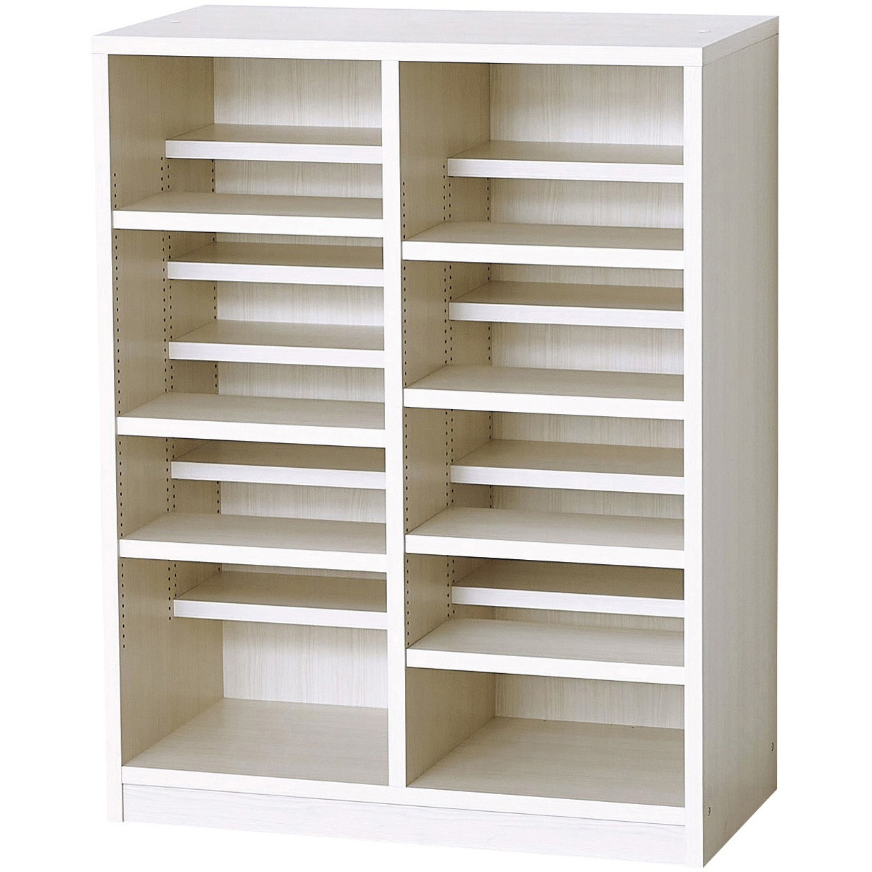 40240 国産ダブル棚板本棚W90 クロシオ 材質:木 組立式仕様 ホワイトオーク色