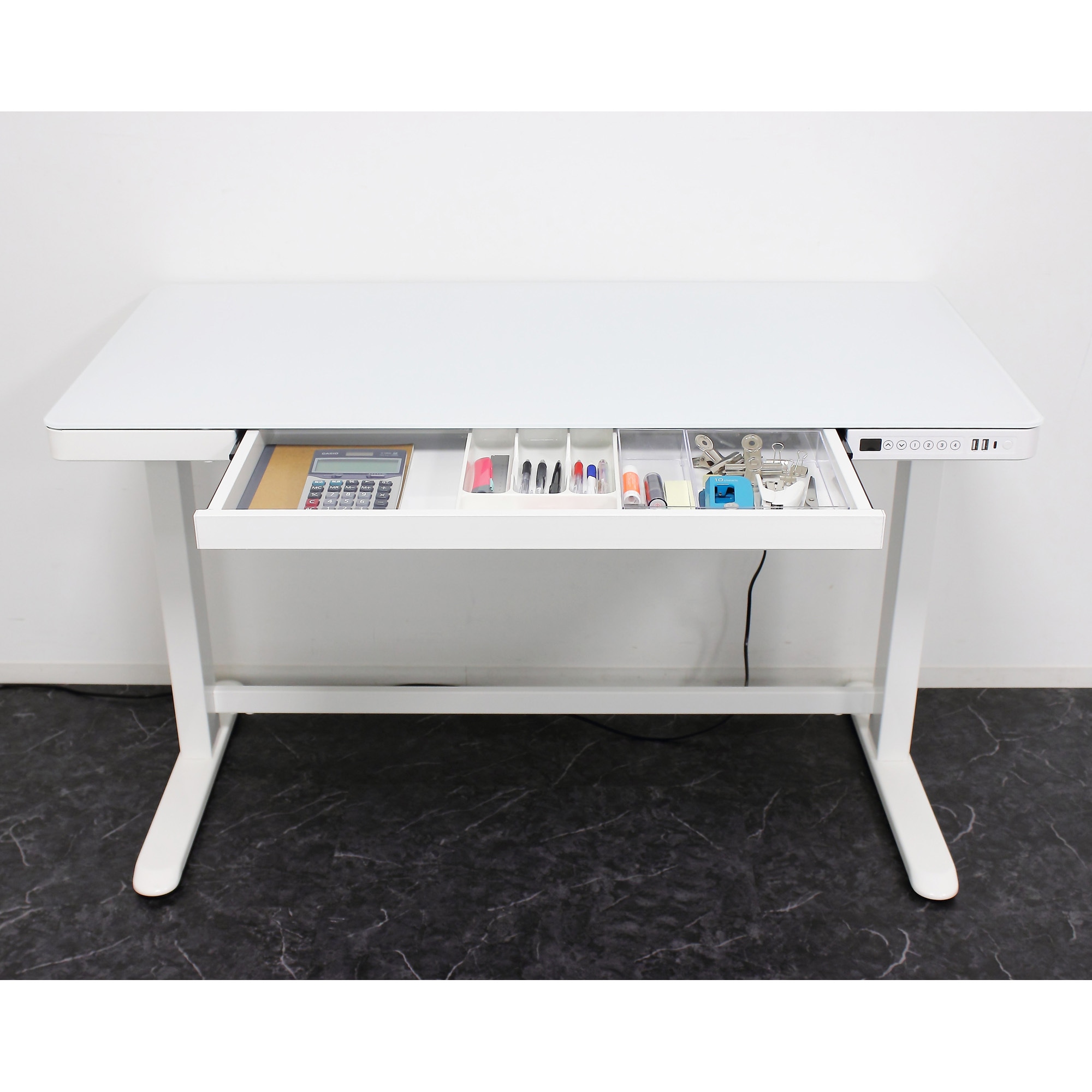 17051 電動昇降デスク メモリー機能付 クロシオ 電源AC100-240 (50