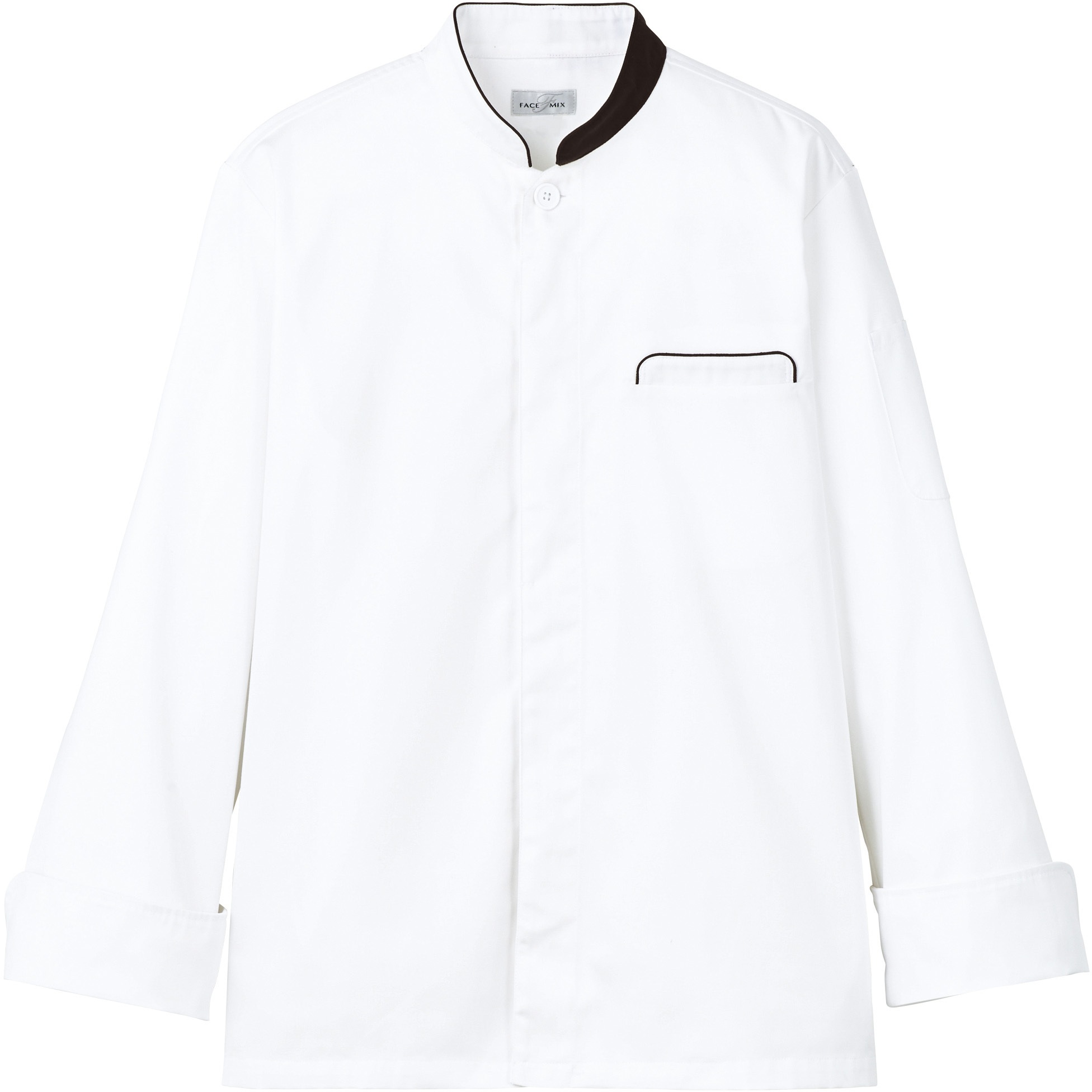 FJ0706U ユニセックスコックコート FACEMIX ホワイト×ブラウン色 サイズSS  FJ0706U