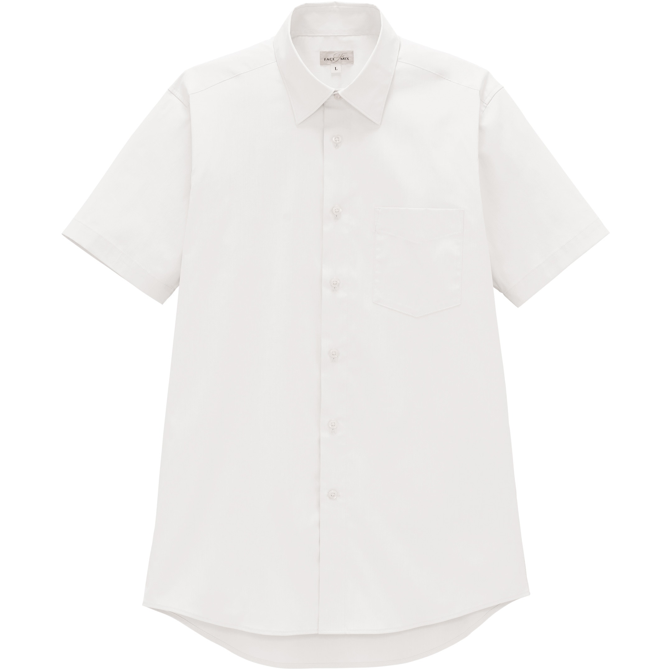 しゃつ FB5057M メンズレギュラーカラー半袖シャツ FACEMIX ブロード ホワイト