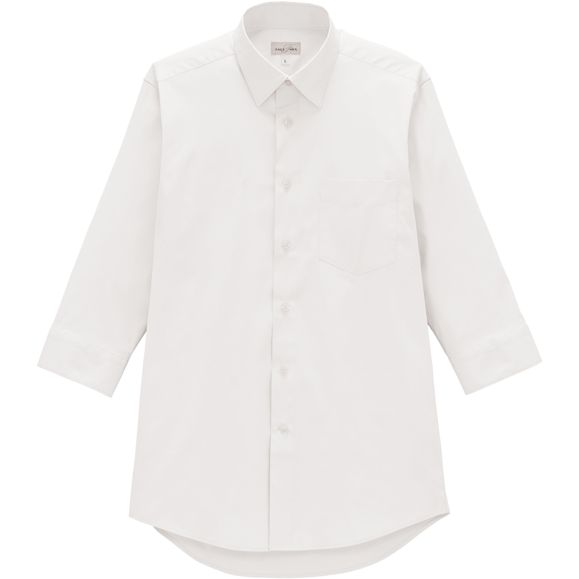 FB5056M メンズレギュラーカラー七分袖シャツ FACEMIX ブロード ホワイト色 サイズ3L  FB5056M