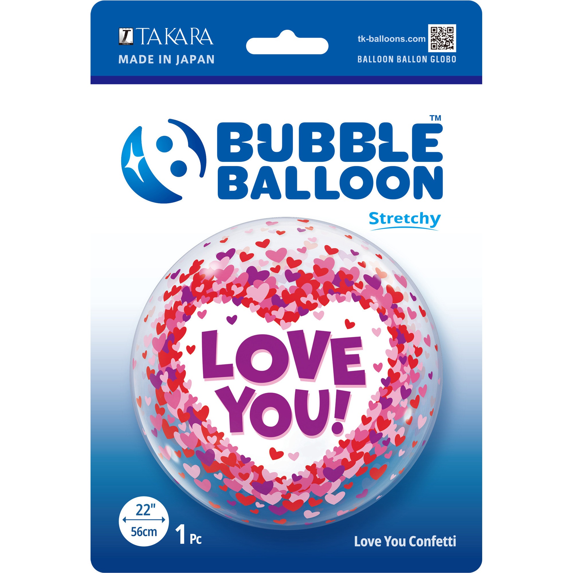0201444029 バブルバルーン TakaraTec デザインLOVE YOU CONFETTI 1個