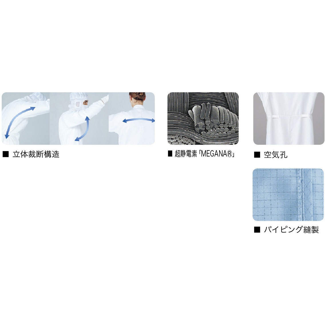 ミドリ安全 立体裁断構造超静電クリーンウェア ブルー LL ( C1515B-LL ) ミドリ安全 安全 クリーンウェア 超静電クリーンスーツ C1011B ブルー